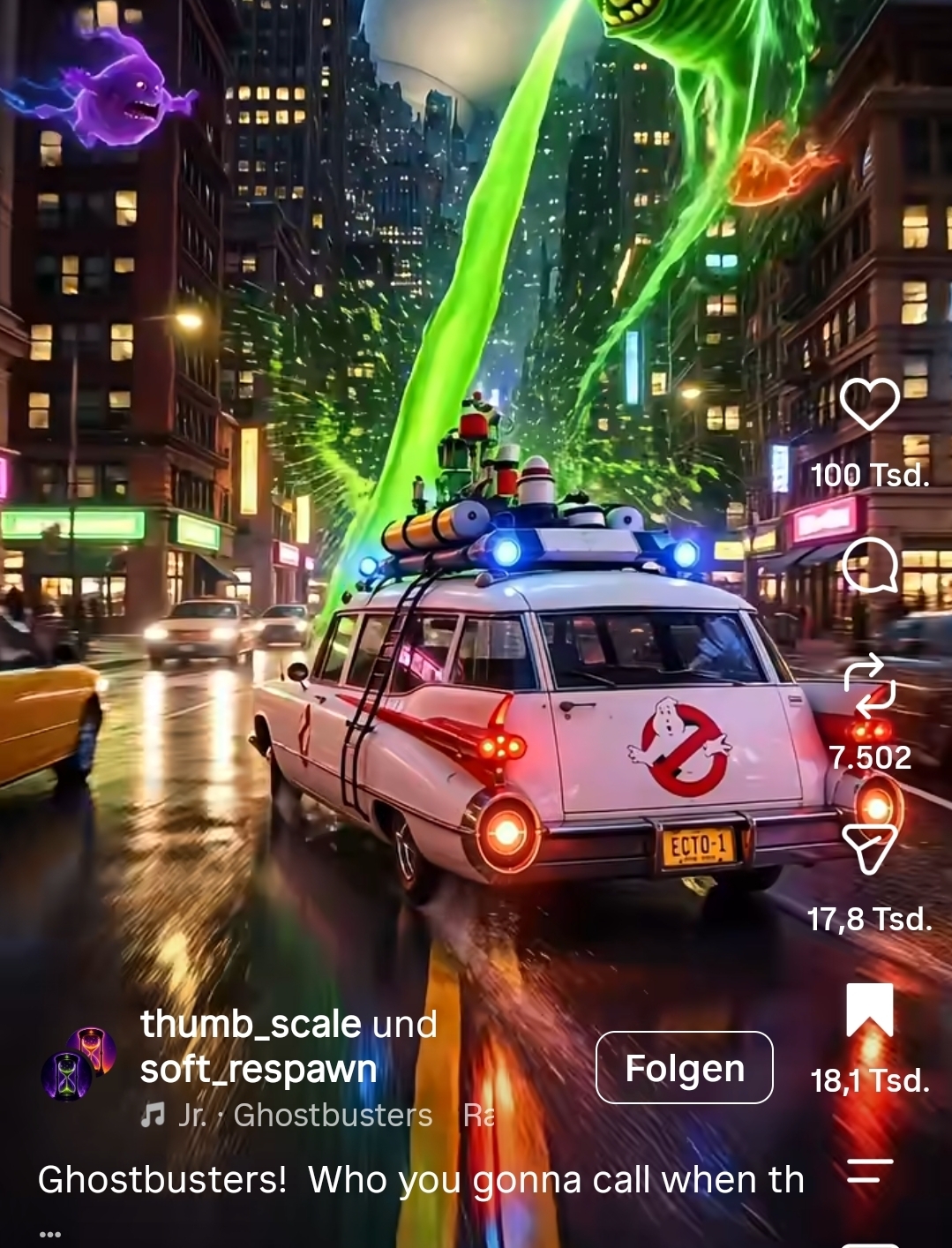 Instagram-Reel: Neon-Action mit Kultfahrzeug