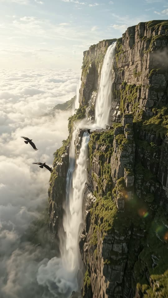 Wasserfall über dem Wolkenmeer