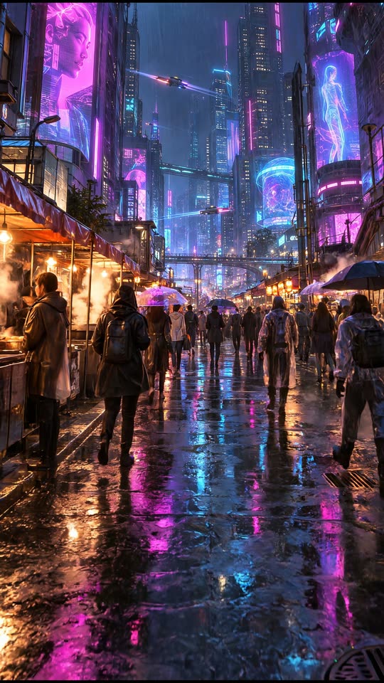 Regen-Spaziergang durch Cyber-City